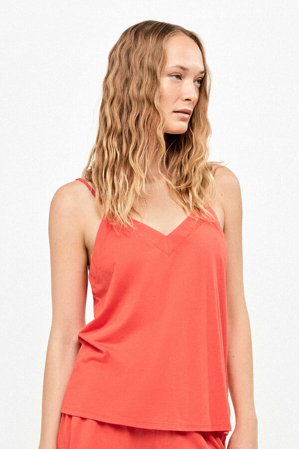 Gisela Conjunto duas pe&ccedil;as top e cal&ccedil;&otilde;es vermelho