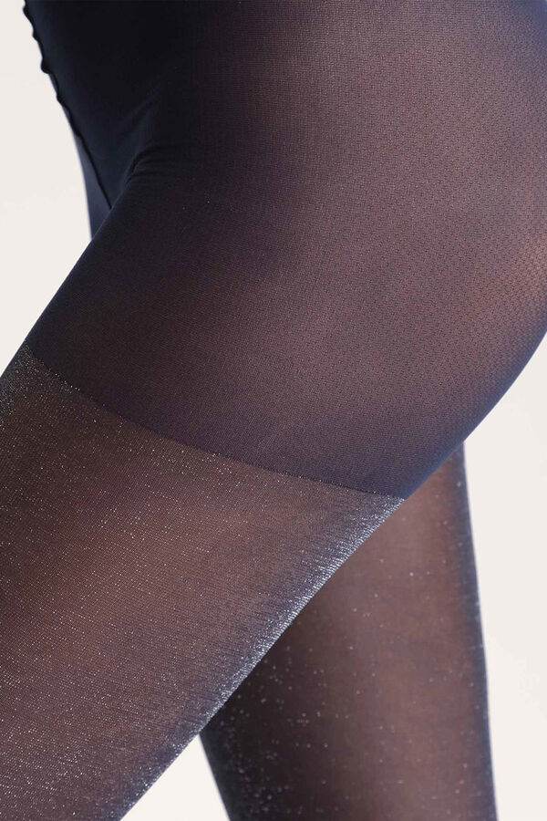 DIM Collant transparente com fios brilhantes 20 Deniers azul