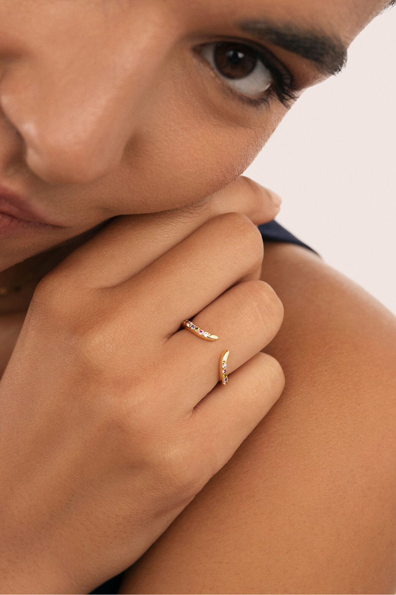 Singularu Anillo Peak Scarlett Colors Plata Ba&ntilde;o Oro