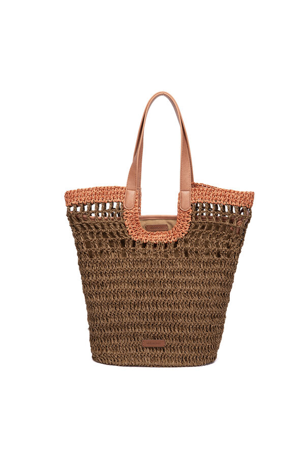 Abbacino  Cesto de r&aacute;fia castanho castanho