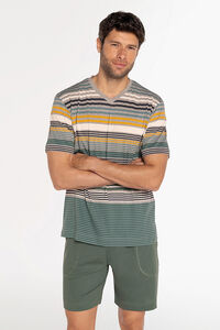 Punto Blanco Pijama curto de riscas em 100% algod&atilde;o