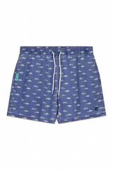 Kiff-Kiff Fato de banho bermuda azul com lavagem de peixes azul