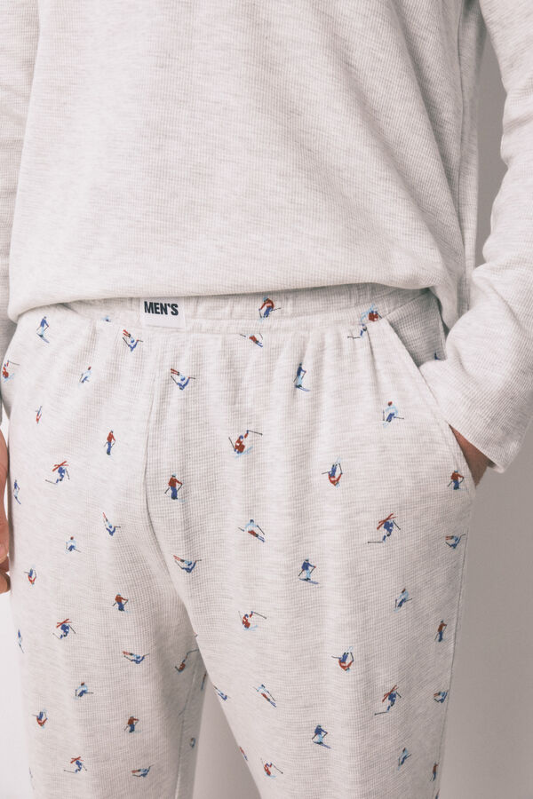 Women'secret Pijama comprido masculino 100% algodão cinza  cinzento