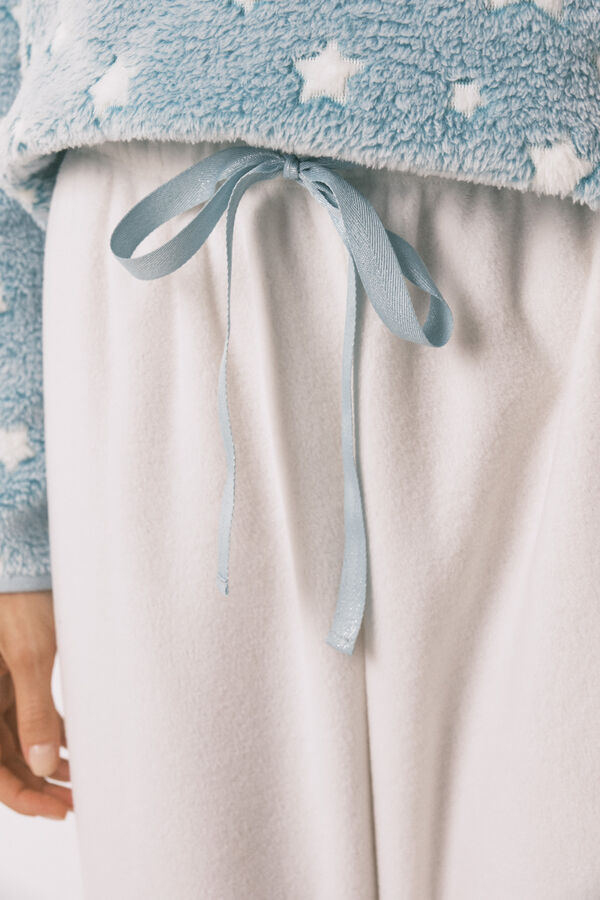 Women'secret Pijama comprido polar mousse estrelas azul