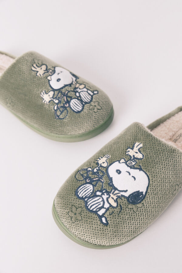Women'secret Chinelos de quarto cáqui escuros do Snoopy bege