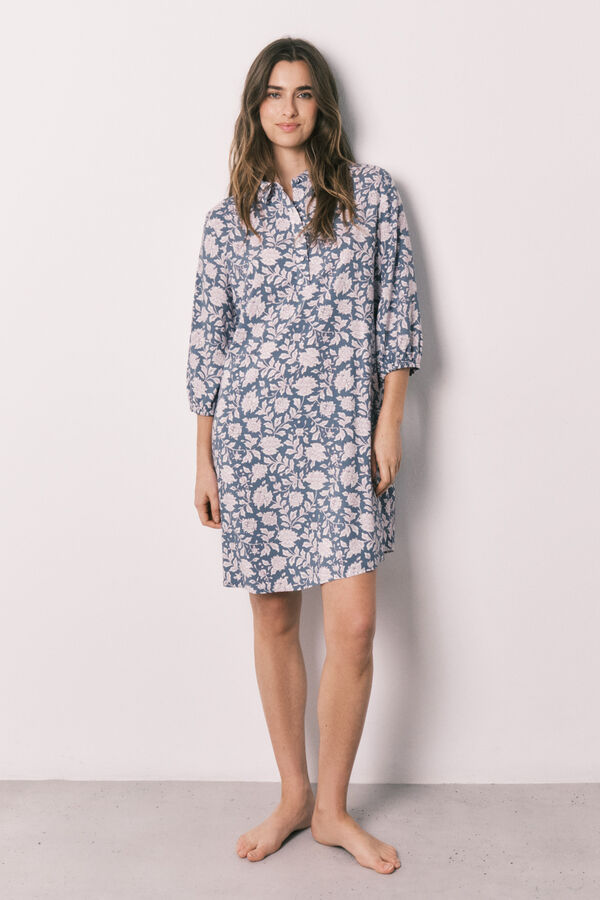 Women'secret Camisola comprida viscose estampado de flores rosa azul