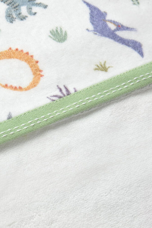 Textura Toalla capucha dinosaurios blanco