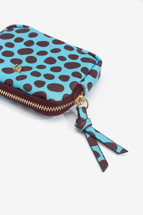 Vilanova Porta-moedas com efeito de couro estampado azul