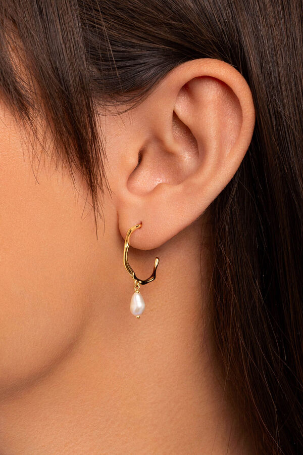 Womensecret Gold Pearl Bathroom Hoop Earrings estampado