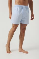 Kiff-Kiff Boxer em algod&atilde;o azul e branco aos quadrados azul
