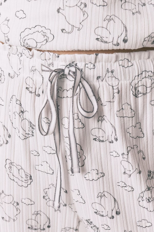 Women'secret Pijama comprido canelado soft estampado Moomin branco branco