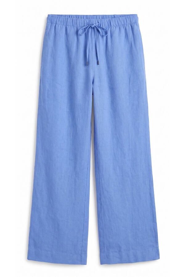 Women'secret Cal&ccedil;as compridas de linho azul azul