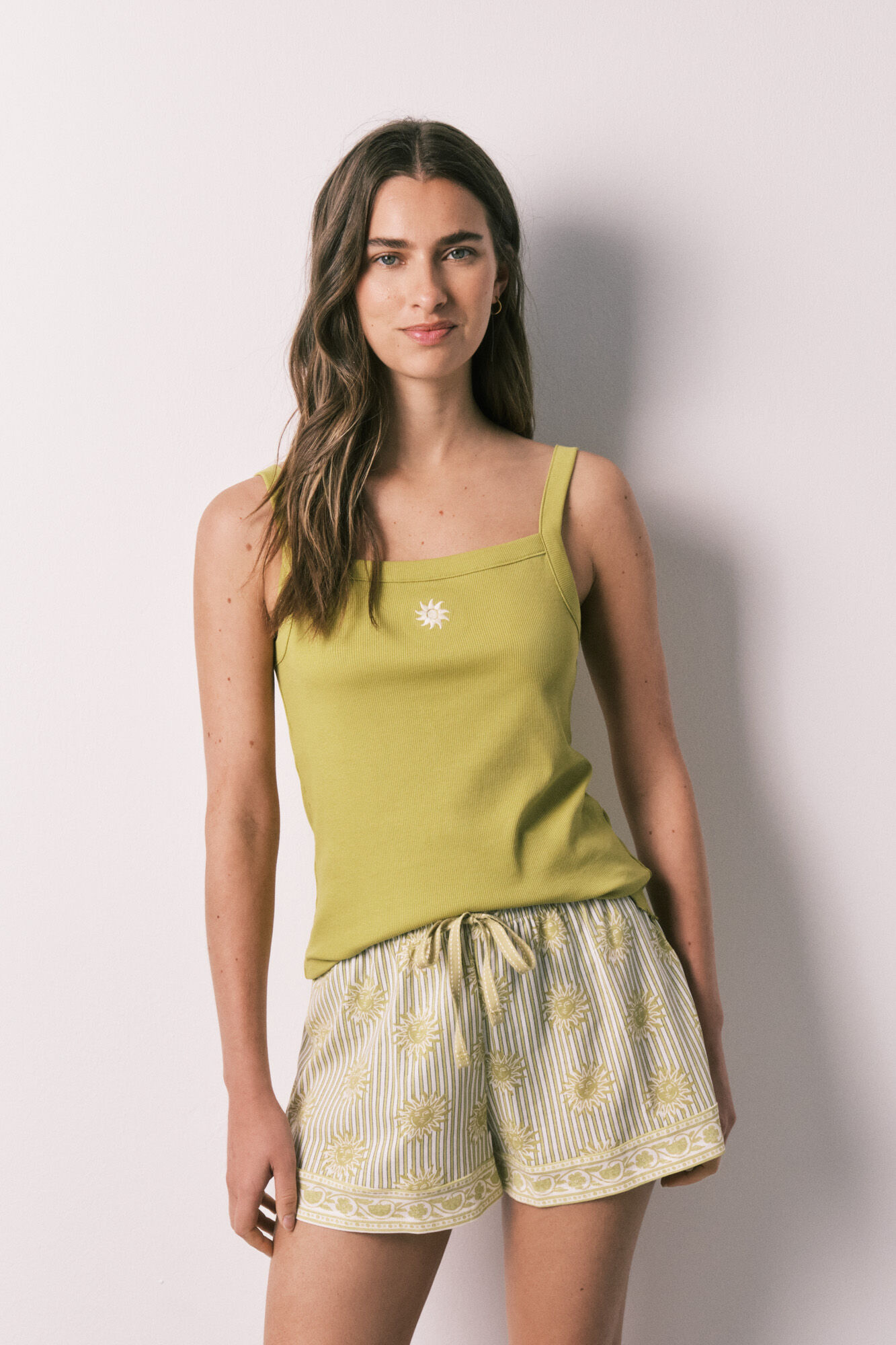 Women'secret Pijama curto de al&ccedil;as verde