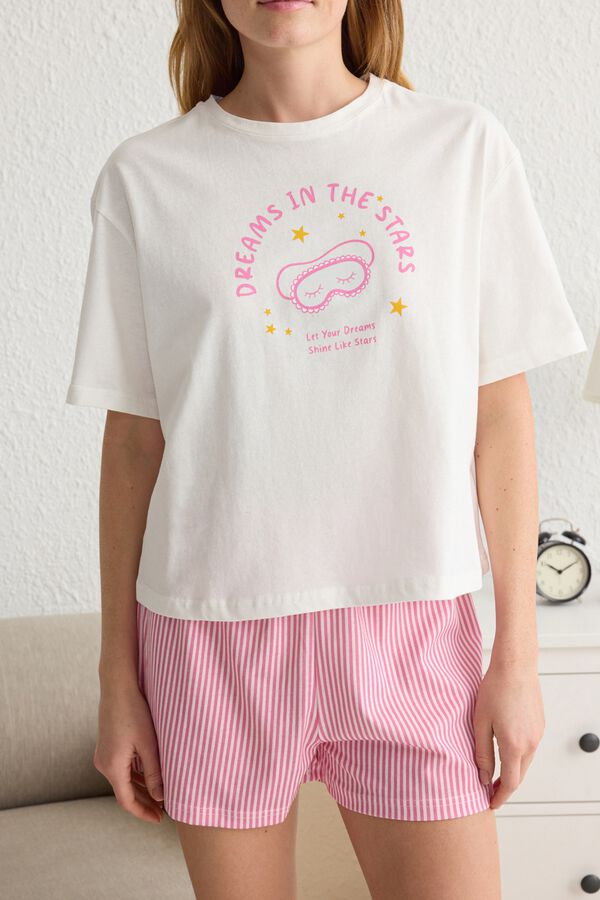 Trendyol Conjunto de pijama curto &agrave;s riscas rosa