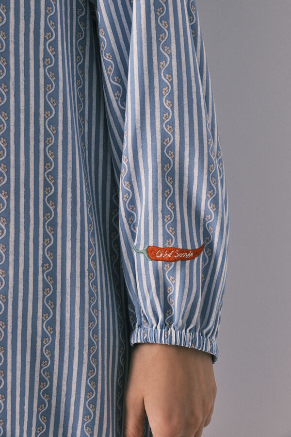 Women'secret Camisola curta em viscose estampado riscas azul azul