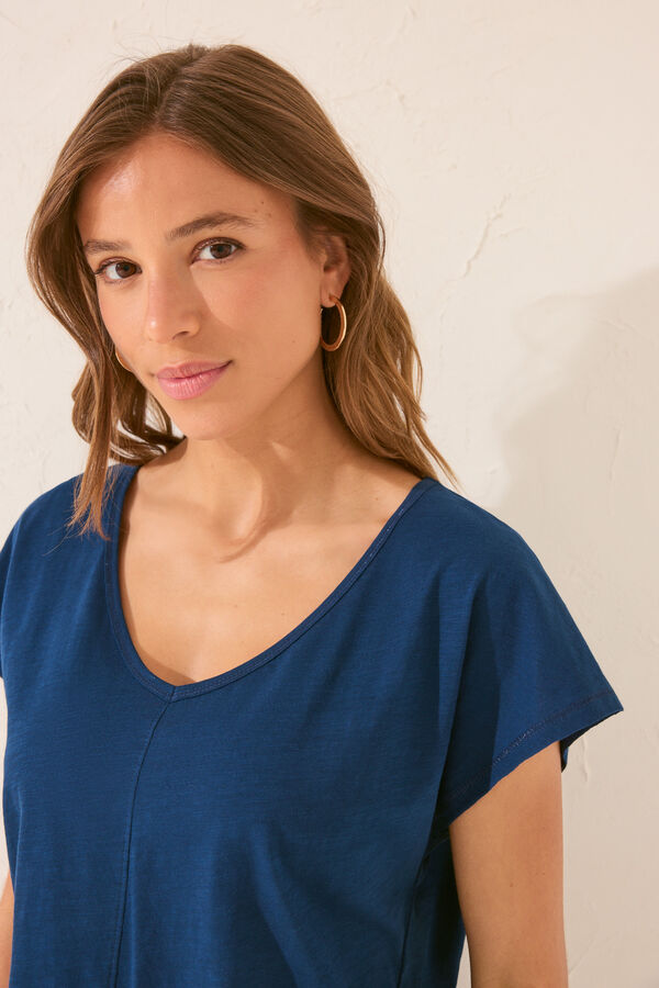 Women'secret T-shirt azul de manga curta com glitter azul