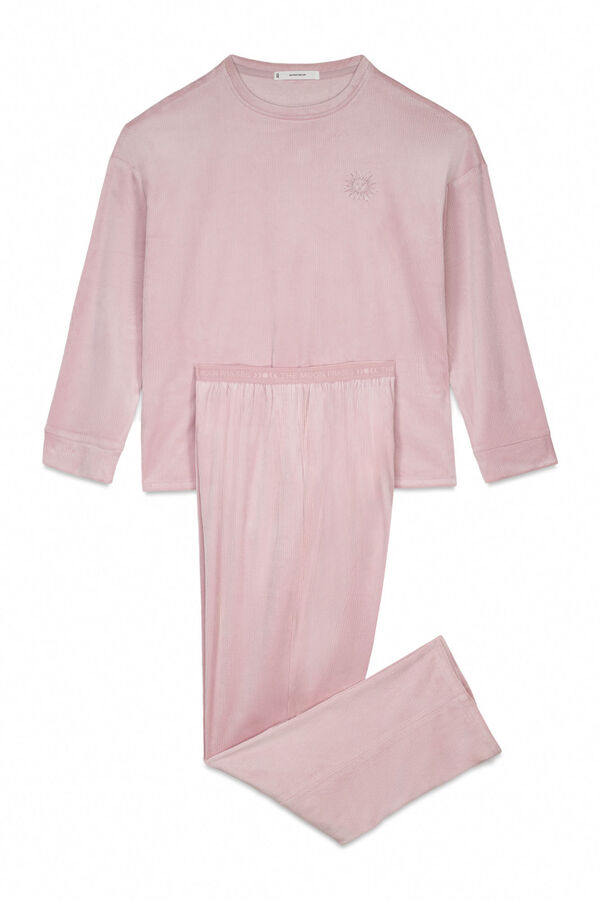 Women'secret Pijama comprido em veludo rosa suave  rosa