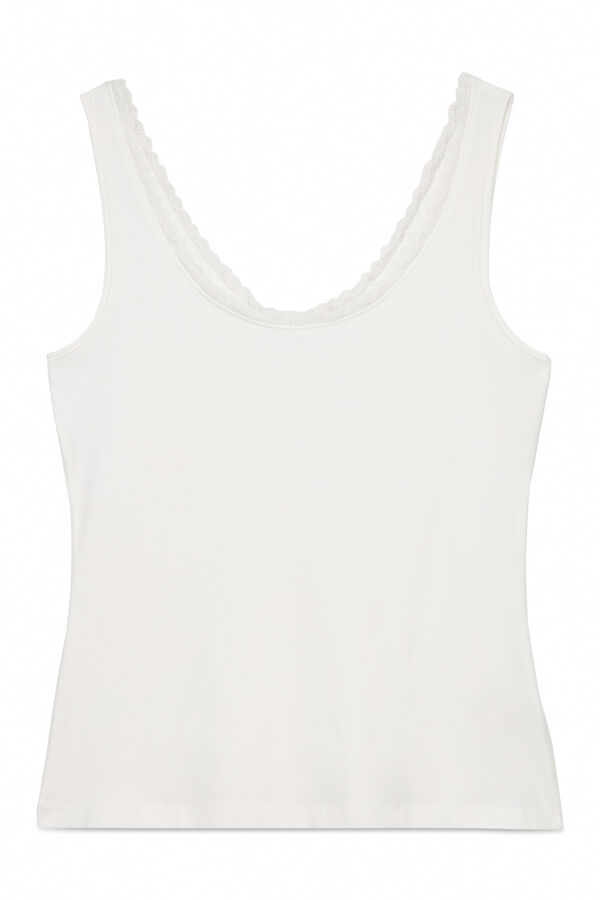 Women'secret T-shirt alças de algodão branca bege