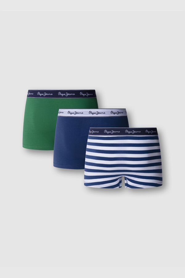 Pepe Jeans Pack 3 boxer liso e riscas verde
