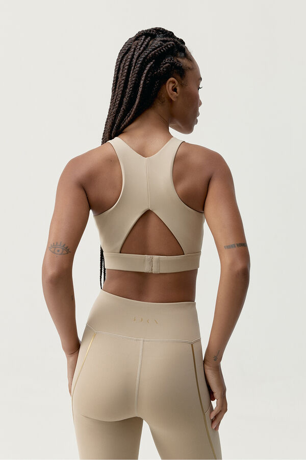 Born Living Yoga Top Dourado Preto cinzento