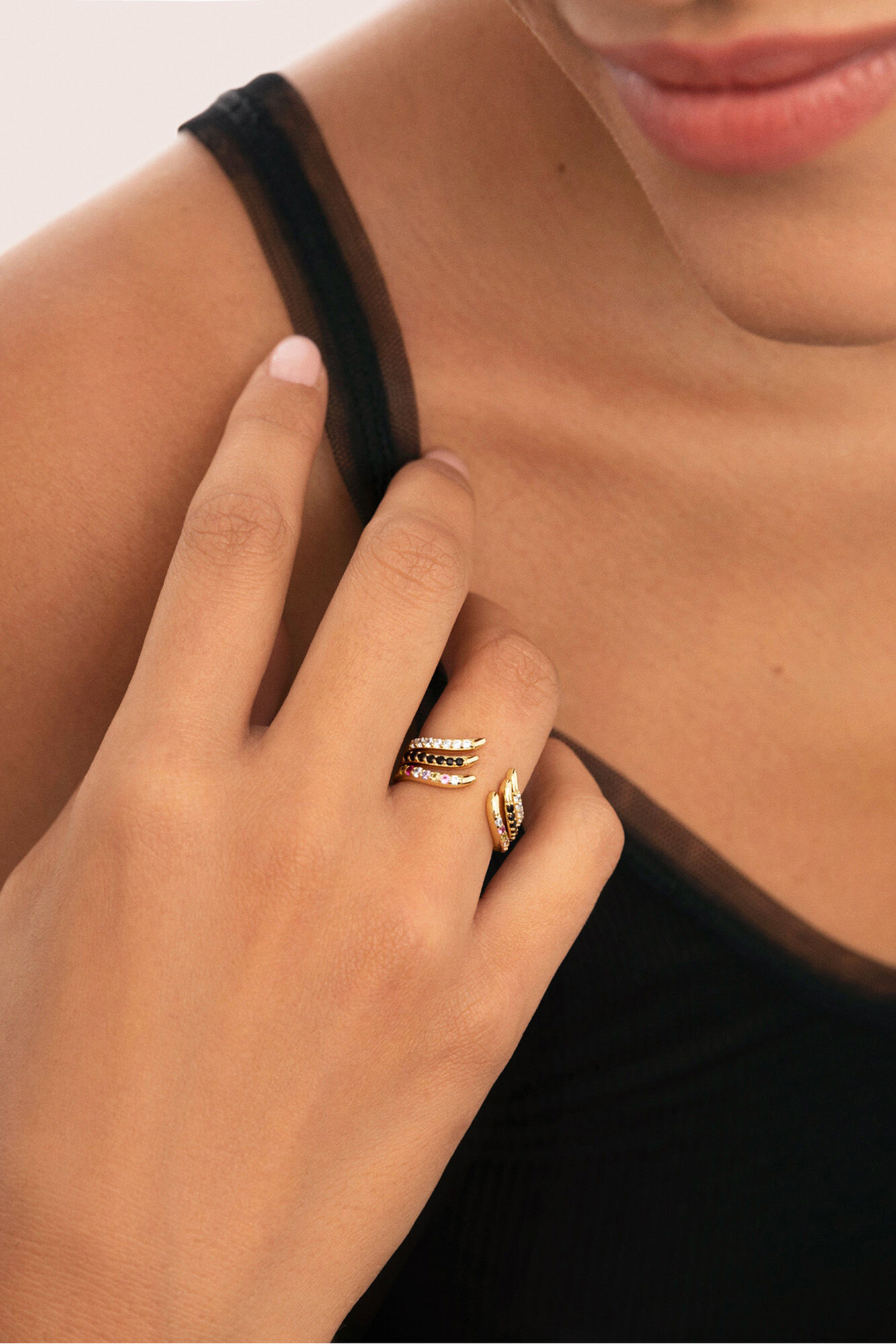 Singularu Anillo Peak Scarlett Spark Plata Ba&ntilde;o Oro