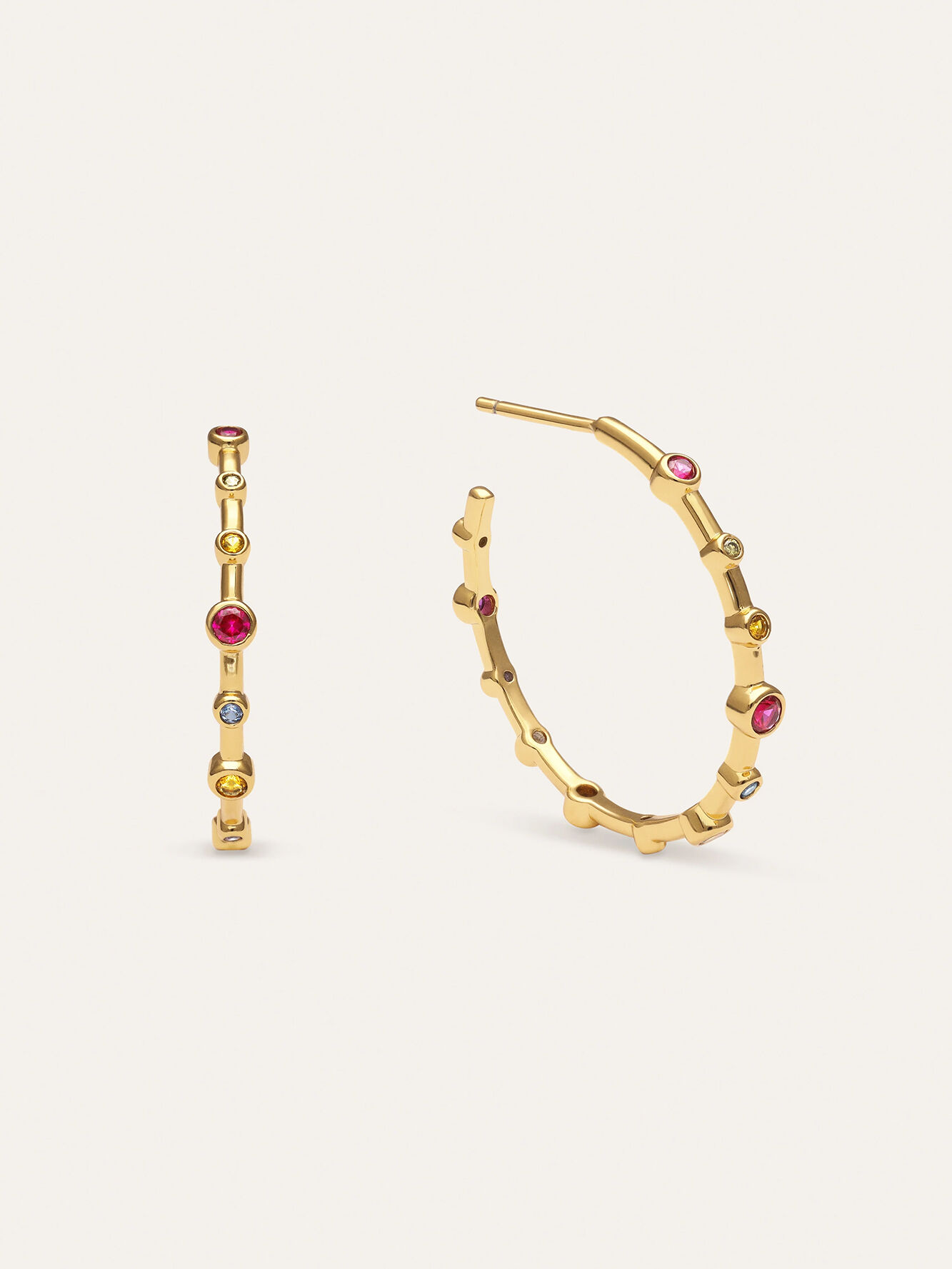 Singularu Pendientes Aro Rainbow Bubbles L Ba&ntilde;o Oro