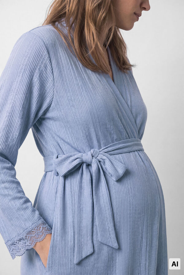 Women'secret Robe midi com cinto azul azul