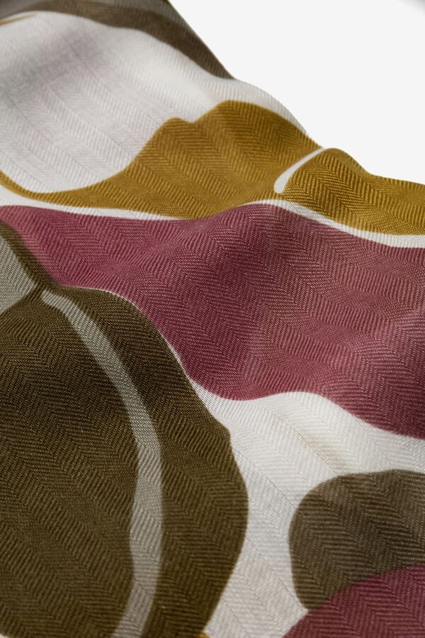 Vilanova Len&ccedil;o folhas tons mostarda estampado