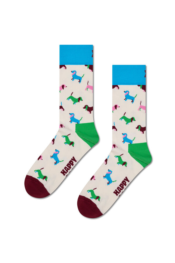 Happy Socks Meia de cachorrinho  branco