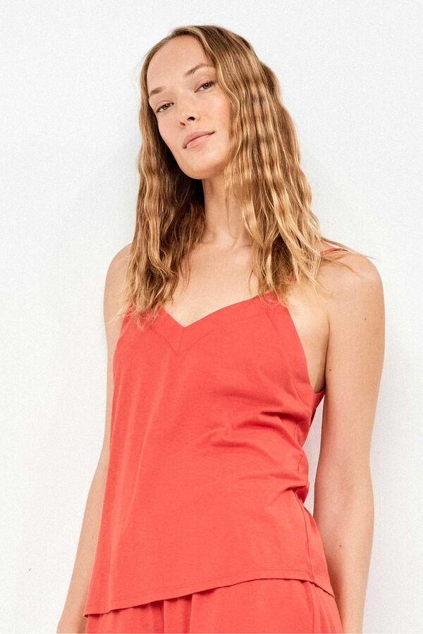 Gisela Conjunto duas pe&ccedil;as top e cal&ccedil;&otilde;es vermelho