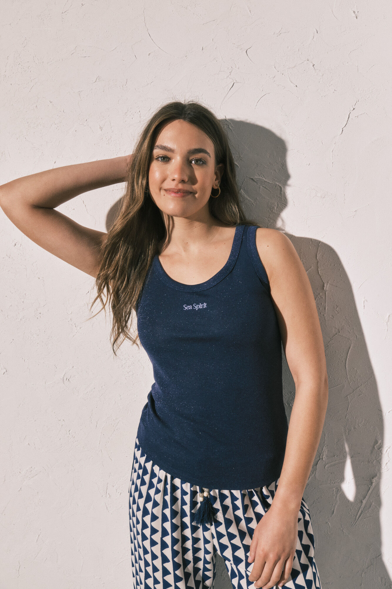 Women'secret T-shirt al&ccedil;as canelada lurex azul-marinho