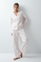 Women'secret Pijama comprido camiseiro em algod&atilde;o com estampado de flores rosa