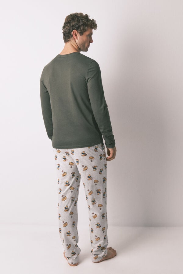 Women'secret Pijama comprido masculino "Garfield" 100% algodão bege