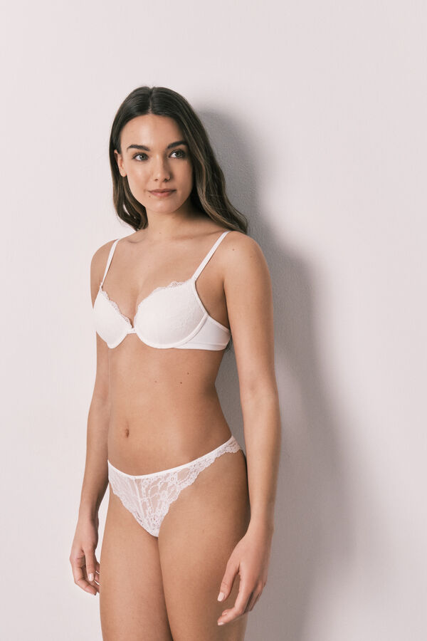 Women'secret Soutien cl&aacute;ssico com enchimento em renda branco BEAUTIFUL bege