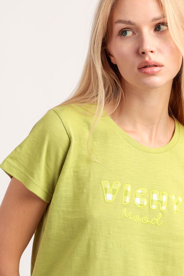Admas Pijama curto de ver&atilde;o vichy mood verde