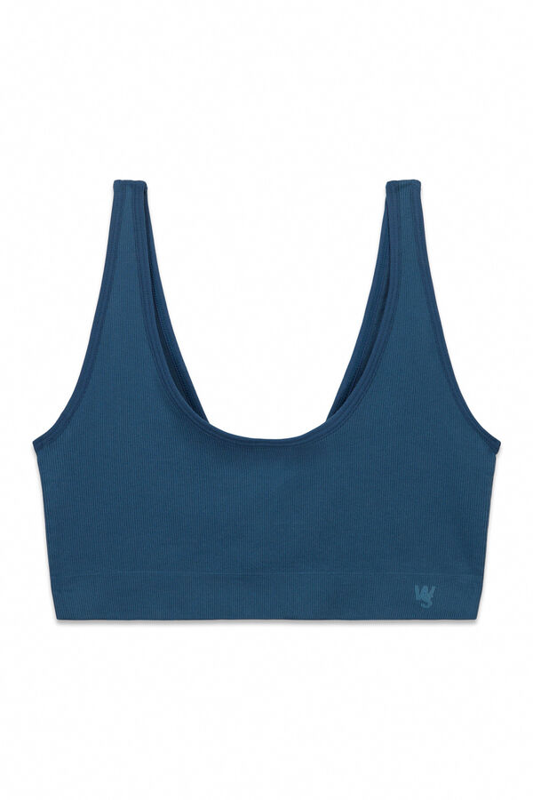 Women'secret Top liso sem costura azul verde