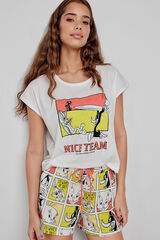 Gisela Pijama curto Looney Tunes branco com alças branco