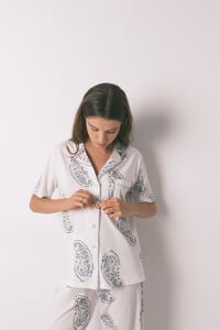 Women'secret Pijama camiseiro estampado Paisley em algod&atilde;o azul