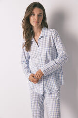 Women'secret Pijama camisero algod&oacute;n cuadros azul  estampado
