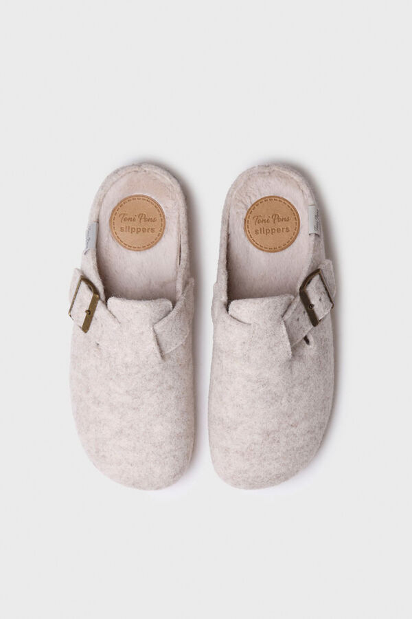 Toni Pons Chinelo feminino estilo tamanco em feltro bege