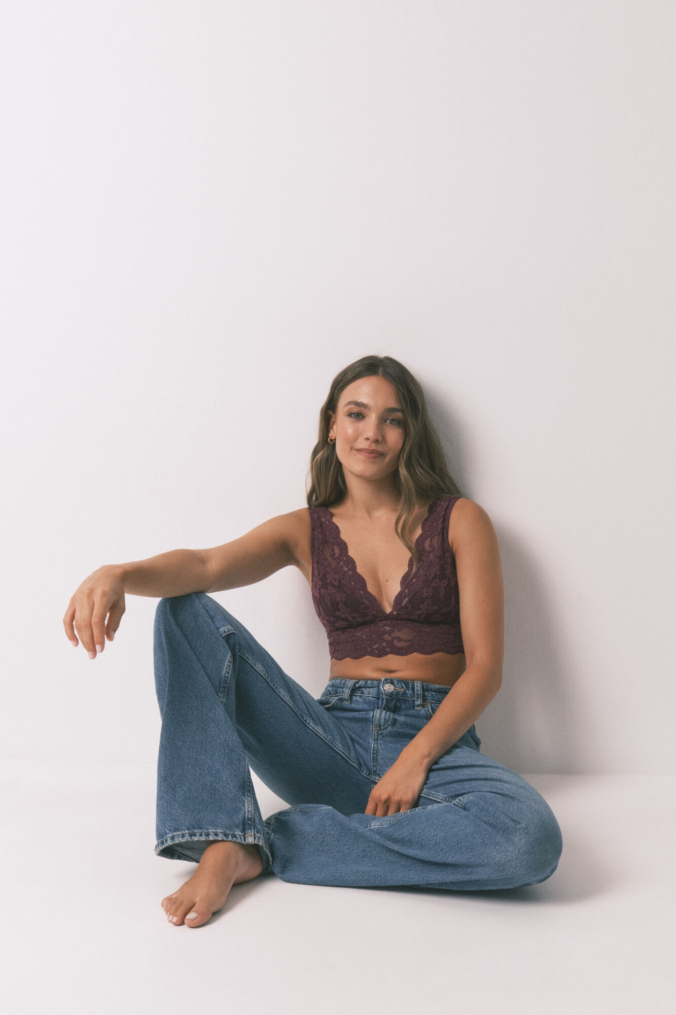 Women'secret Sujetador bralette halter encaje granate