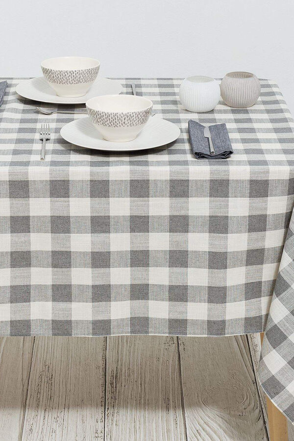 Womensecret Checked stain-resistant tablecloth gris
