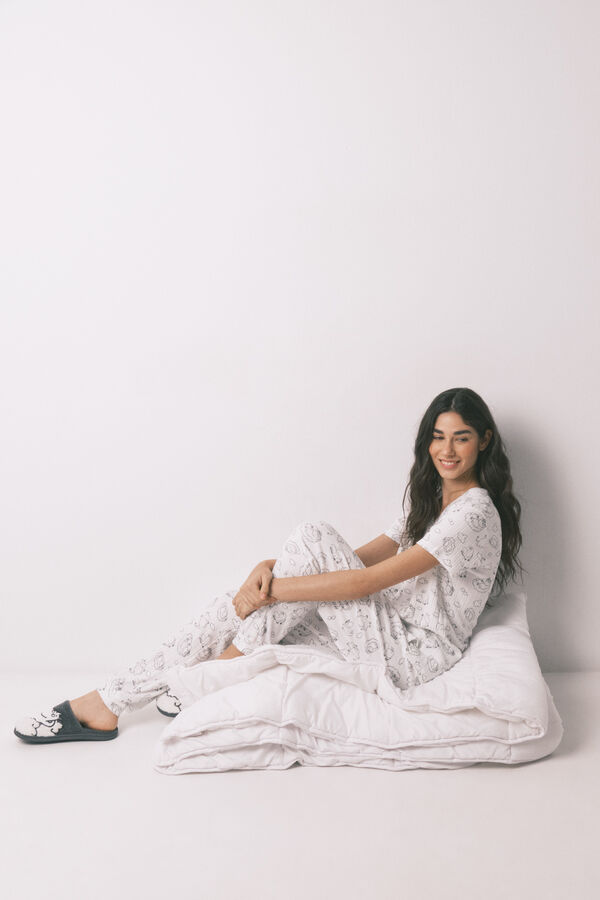 Women'secret Pijama canelado suave estampado Moomin branco branco