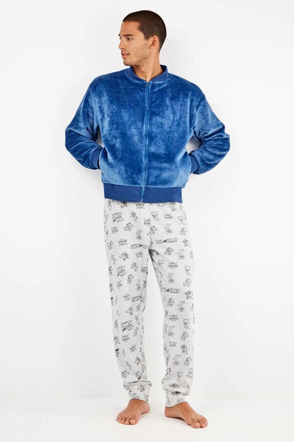 Gisela Casaco bomber masculina azul de pelúcia azul