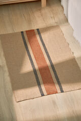 Calma House Brown jute rug with woven stripe Mas nude