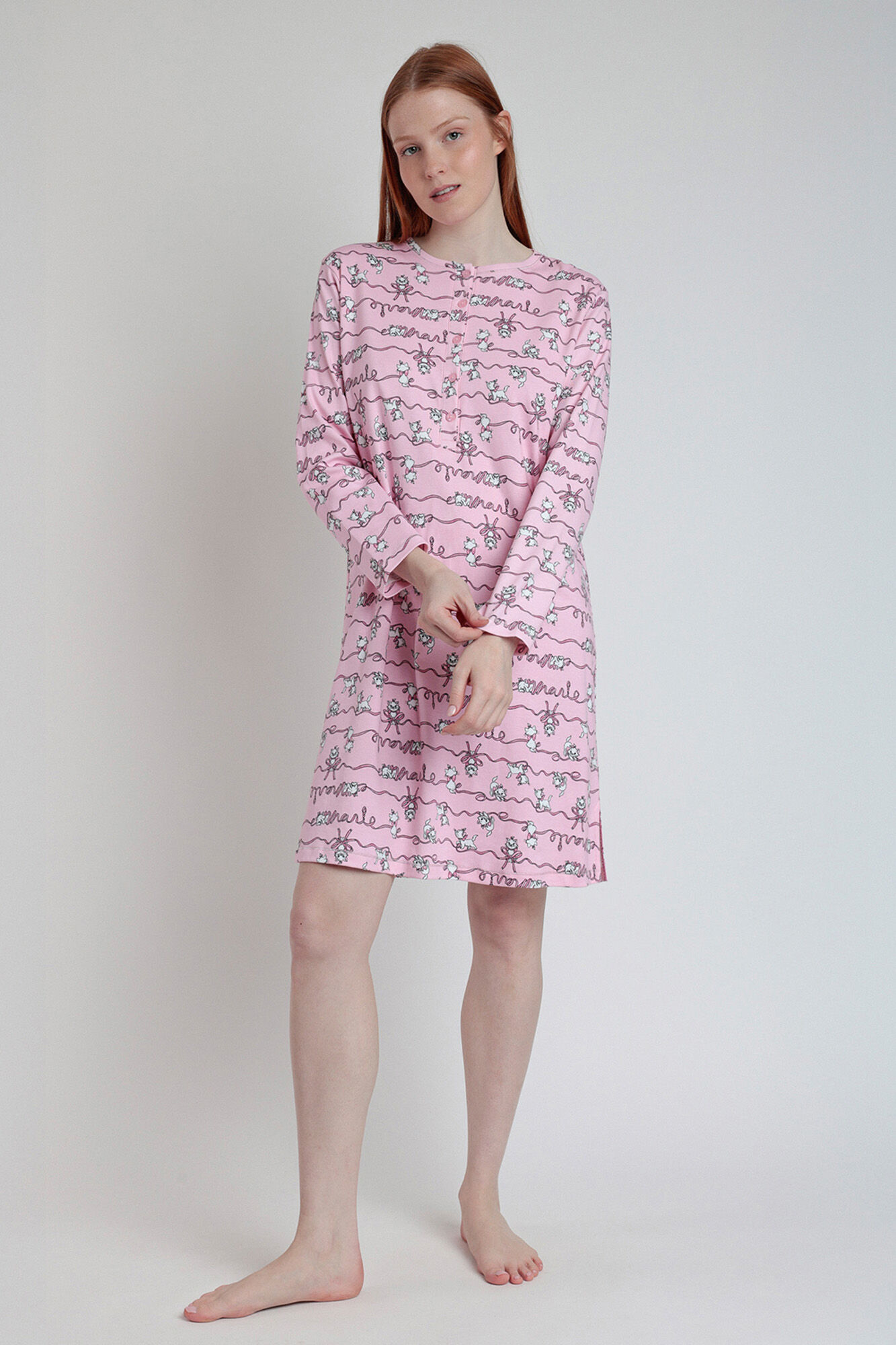 Admas Camisa de dormir maternity manga comprida gato Marie Disney