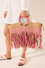 Women'secret Bolso capazo rosa rafia nude