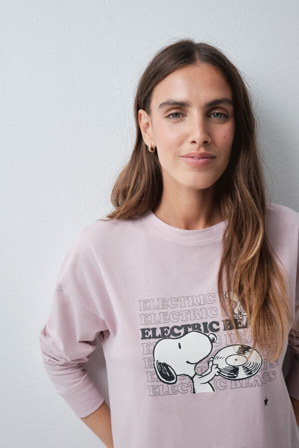 Women'secret Pijama comprido em algod&atilde;o Snoopy rosa rosa