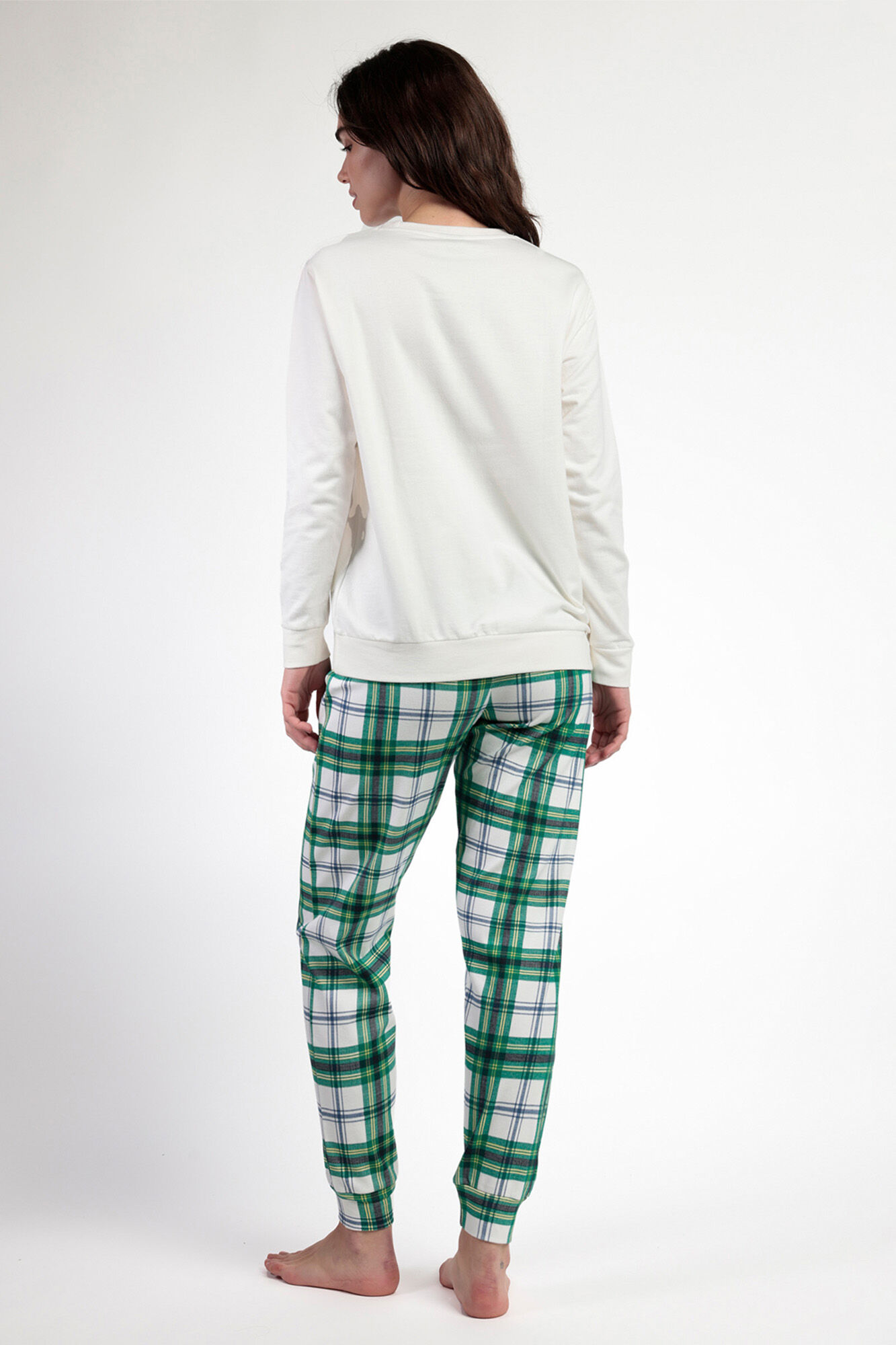 Admas Pijama comprido felpa xadrez 100% algod&atilde;o Ski Mickey