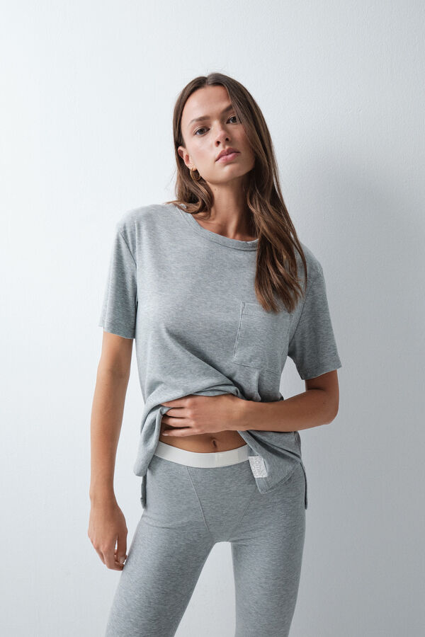 Women'secret Pijama comprido T-shirt legging cinzento cinzento
